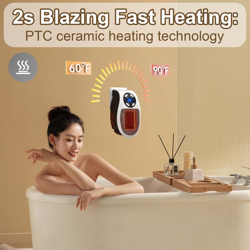 Vova™ Wall Outlet Space Heater - 450W Plug-In Ceramic Heater (No Cords)