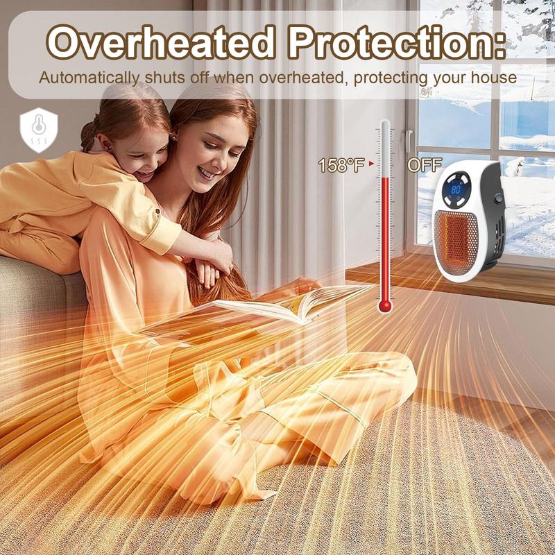 Vova™ Wall Outlet Space Heater - 450W Plug-In Ceramic Heater (No Cords)