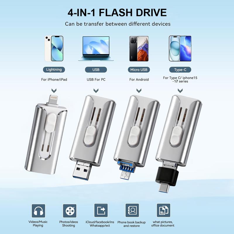 Vova™ 4-in-1 Flash Drive - 1TB Phone Storage (iPhone & Android)